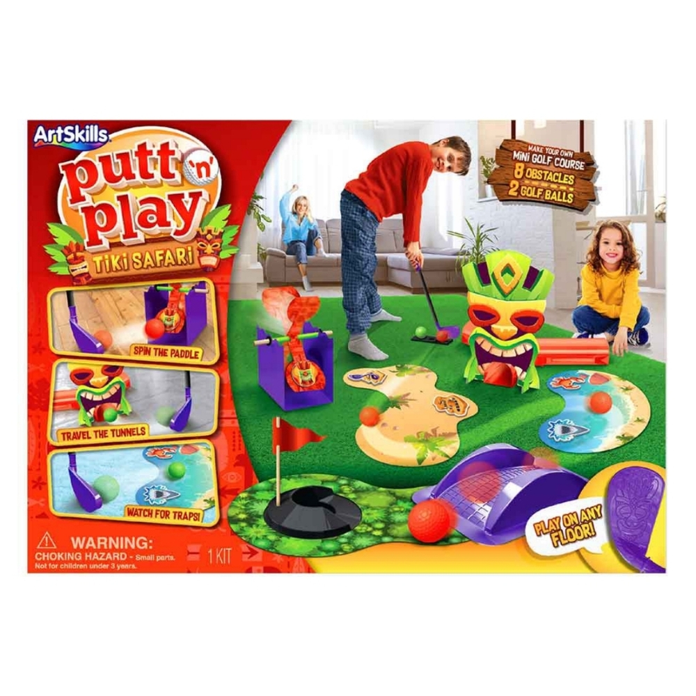 NEW ArtSkills Putt 'n' Play Tiki Safari Mini Golf Set Kit Create Your Own Course